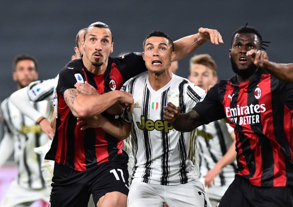 AC Milan’s Zlatan Ibrahimovic and Franck Kessie in action with Juventus’ Cristiano Ronaldo at the Allianz Stadium, Turin, Italy, May 9, 2021. Kessie, 25, spent the past five years in Milan after first arriving in Italy when he joined Atalanta in 2015. — Reuters pic 