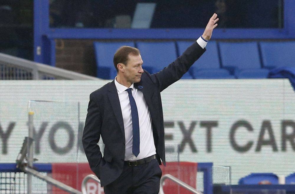 Everton interim manager Duncan Ferguson acknowledges fans after their Premier League match vs Aston Villa at Goodison Park, Liverpool January 22, 2022. — Reuters pic