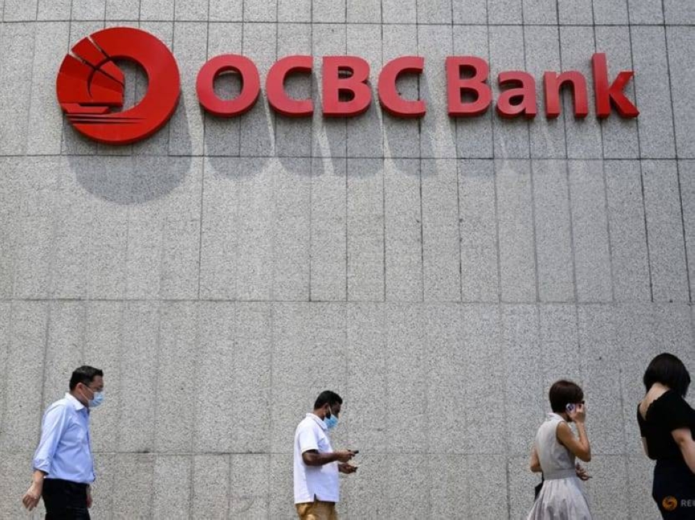 The exterior of OCBC Bank at the central business district in Singapore, February 17, 2022. ― TODAY pic