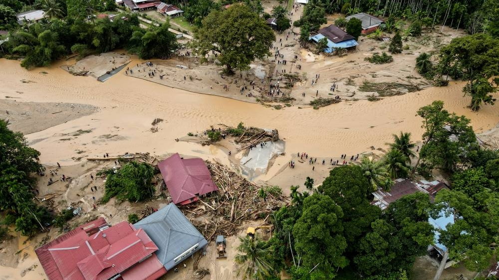 An aerial view of flood-hit Baling, Kedah July 5, 2022. — Bernama pic
