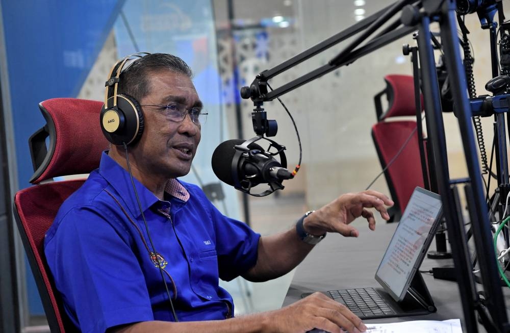 Energy and Natural Resources Minister Datuk Seri Takiyuddin Hassan speaks as a guest on a Bernama Radio programme in Kuala Lumpur July 5, 2022. — Bernama pic