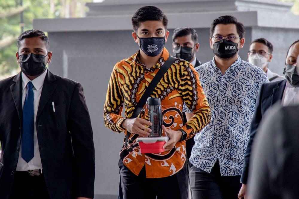Muar MP Syed Saddiq Syed Abdul Rahman is pictured at the Kuala Lumpur High Court July 5, 2022. — Picture by Firdaus Latif