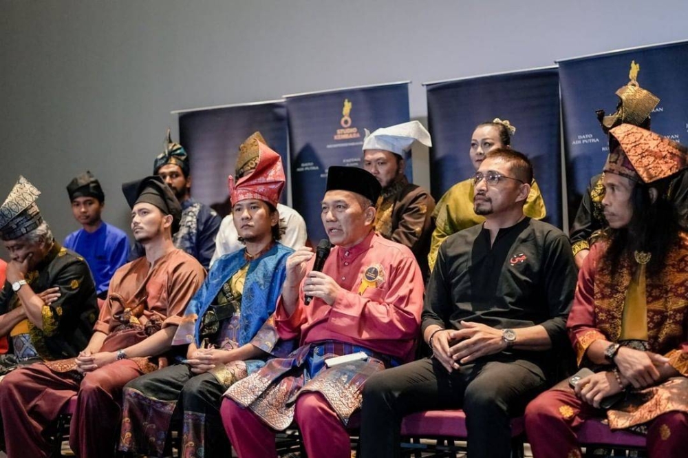 The cast and crew of 'Mat Kilau: Kebangkitan Pahlawan' at a media conference. — Picture via Instagram/ Filem_matkilau