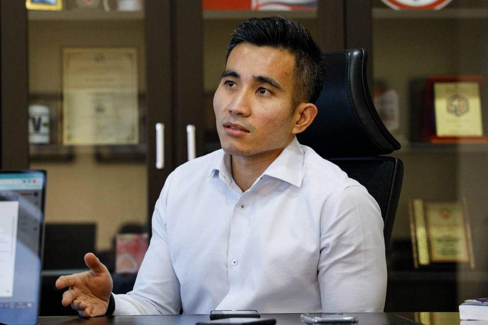 Shahril Hamdan speaks to Malay Mail during an interview at Menara Dato Onn in Kuala Lumpur April 12, 2022. — Picture by Firdaus Latif