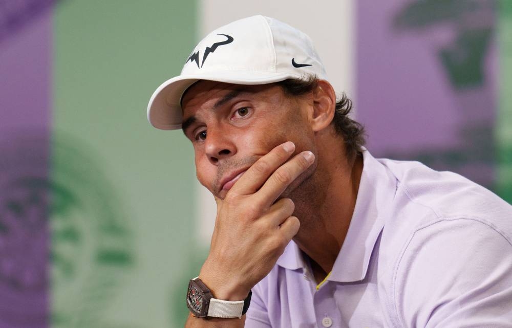 Spain's Rafael Nadal during a press conference after withdrawing from his semi-final match at the All England Lawn Tennis and Croquet Club, London  July 7, 2022. — Reuters pic