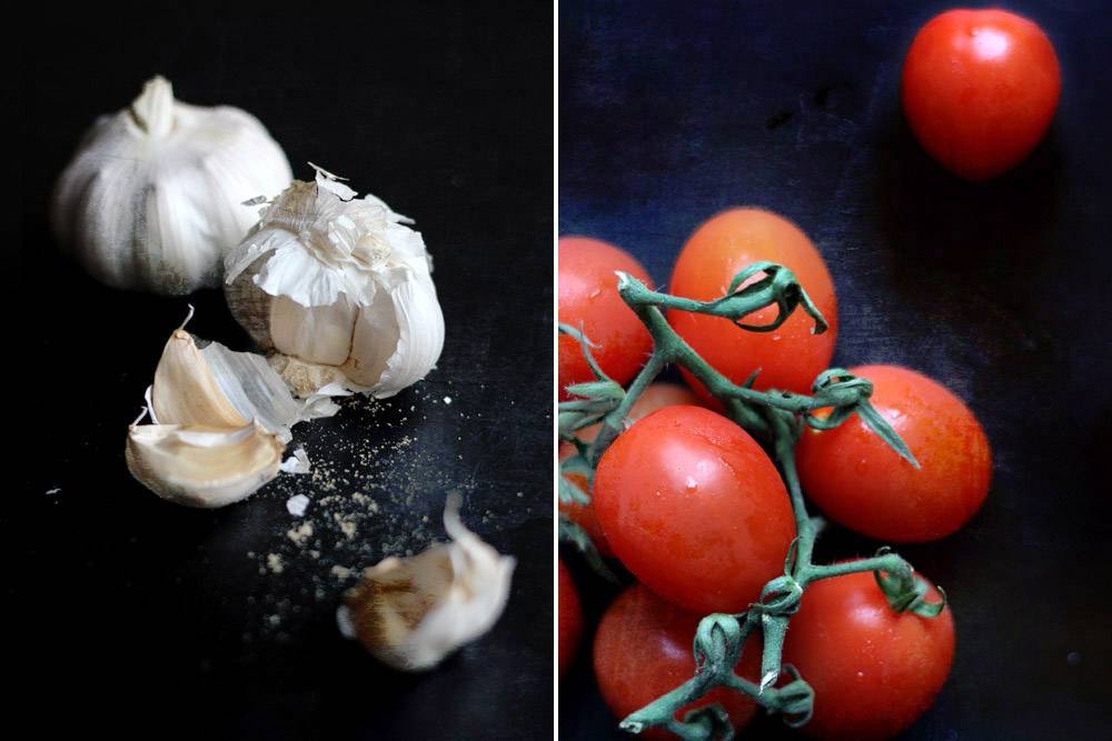 A burst of flavour: Garlic and cherry tomatoes.