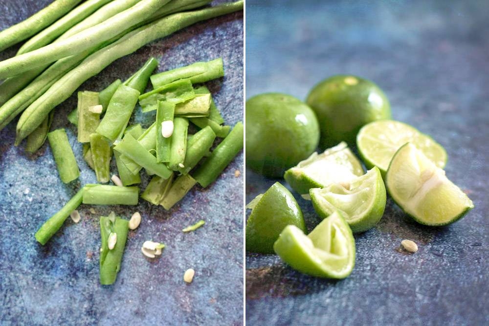 Go green: Long beans and limes.