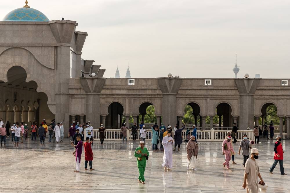 People attend Hari Raya Aidiladha prayers in Kuala Lumpur on July 10, 2022. — Picture by Firdaus Latif
