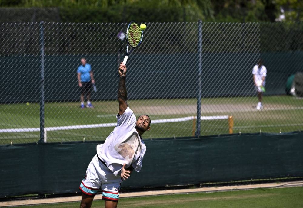 Australia's Nick Kyrgios during training before his coming match with Novak Djokovic. — Reuters pic