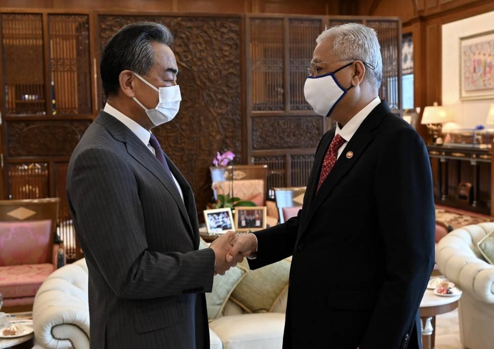 Prime Minister Datuk Seri Ismail Sabri Yaakob receives a courtesy call from China’s Foreign Minister Wang Yi at Perdana Putra in Putrajaya, July 12, 2022. — Bernama pic 