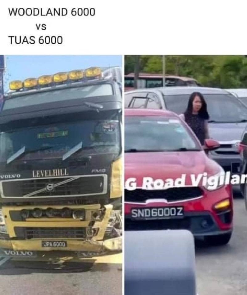 Many people rushed to buy the ‘6000’ 4D lottery number after it featured in two road incidents between Singapore and Malaysia, only two days apart. — Picture via Facebook/Wei Ern