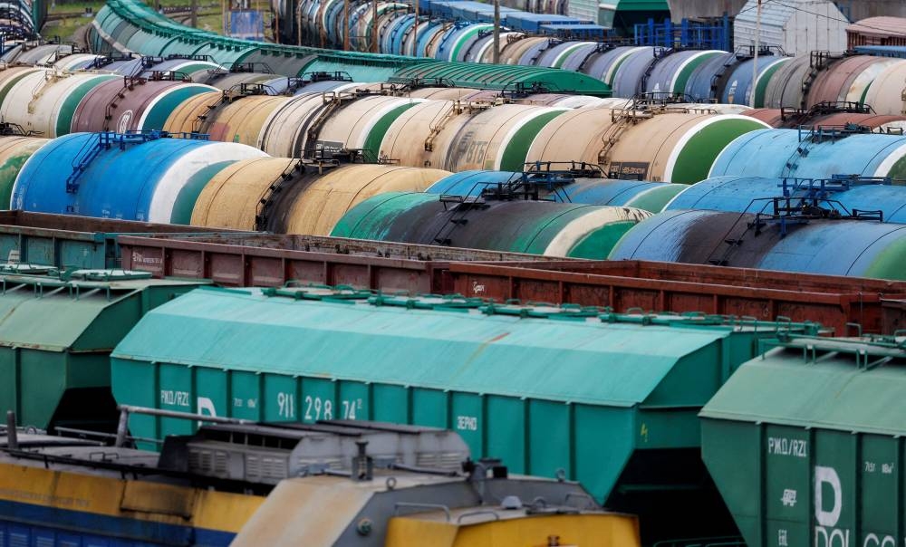 Rail freight cars are shown in Kaliningrad following a ban on the transit of some goods to the Russian Baltic coast exclave via Lithuanian territory under EU sanctions, June 21, 2022. — Reuters pic