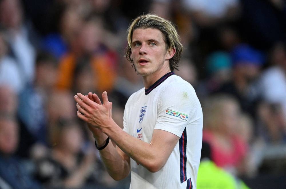 England's Conor Gallagher applauds fans after being substituted during the Uefa Nations League match against Hungary at the Molineux Stadium, Wolverhampton June 14, 2022. — Reuters pic
