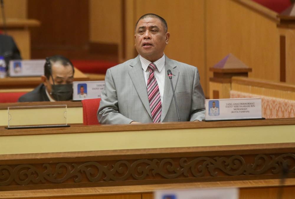 Perak Mentri Besar Datuk Seri Saarani Mohamad addresses members of the state assembly in Ipoh July 19, 2022. — Picture by Farhan Najib
