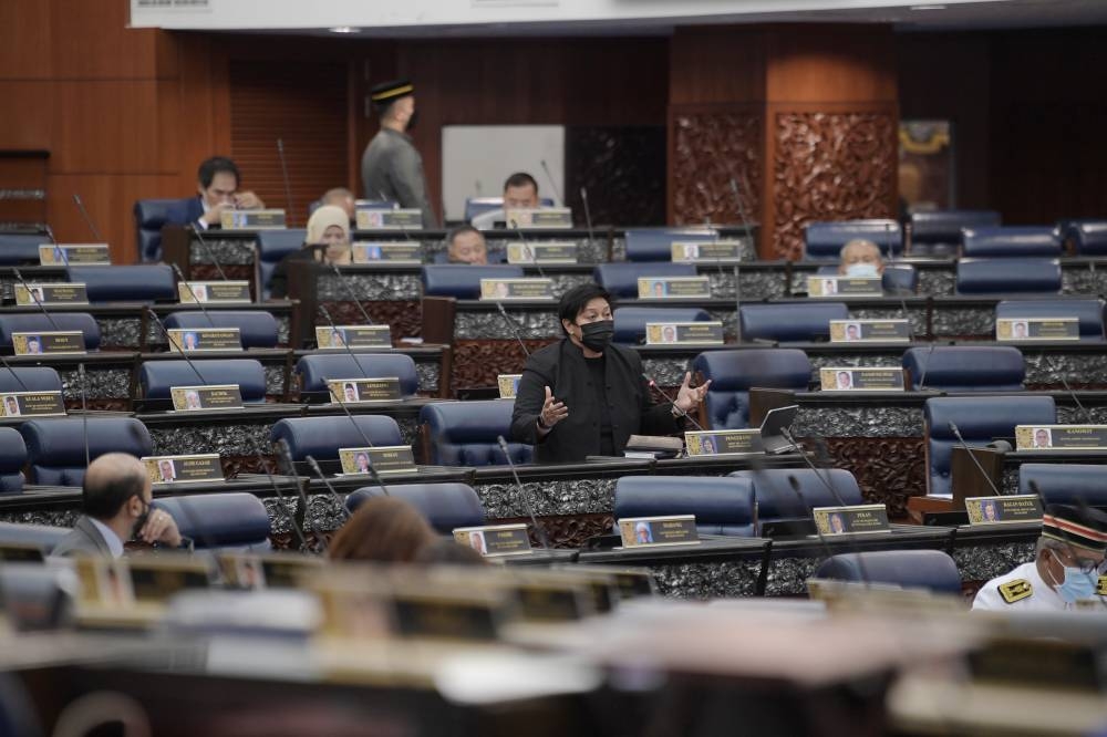 Datuk Seri Azalina Othman Said addresses members of Parliament in Kuala Lumpur July 20, 2022. — Bernama pic