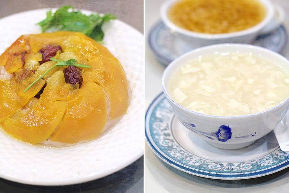 Teochew Yam Paste (left). Various 'tong sui' (right).