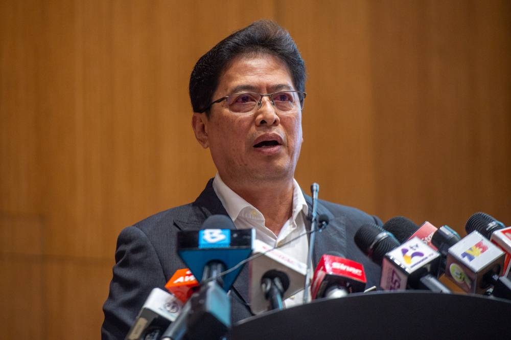 Malaysian Anti-Corruption Commission Chief Commissioner Tan Sri Azam Baki speaks to the media during the MACC Ops Power press conference at MACC headquarters in Putrajaya, March 1, 2022. — Picture by Shafwan Zaidon