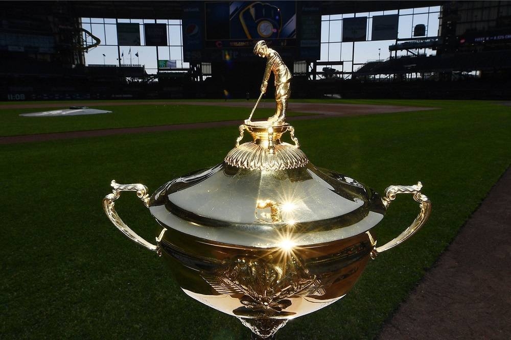 A detailed view of the Ryder Cup Trophy during the Ryder Cup Trophy Tour at Miller Park in Milwaukee August 22, 2018. — AFP pic
