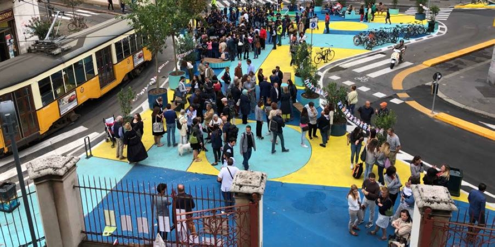 Milan is stepping the construction of green public spaces, dedicated to pedestrians and cyclists. — Picture courtesy of Bloomberg Associates, Milan programme Piazze Aperte via ETX Studio