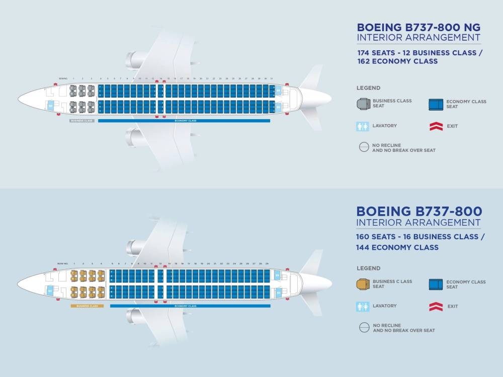 New seat map of the 737 cabin compared to the existing 737.  - Image via SoyaCincau