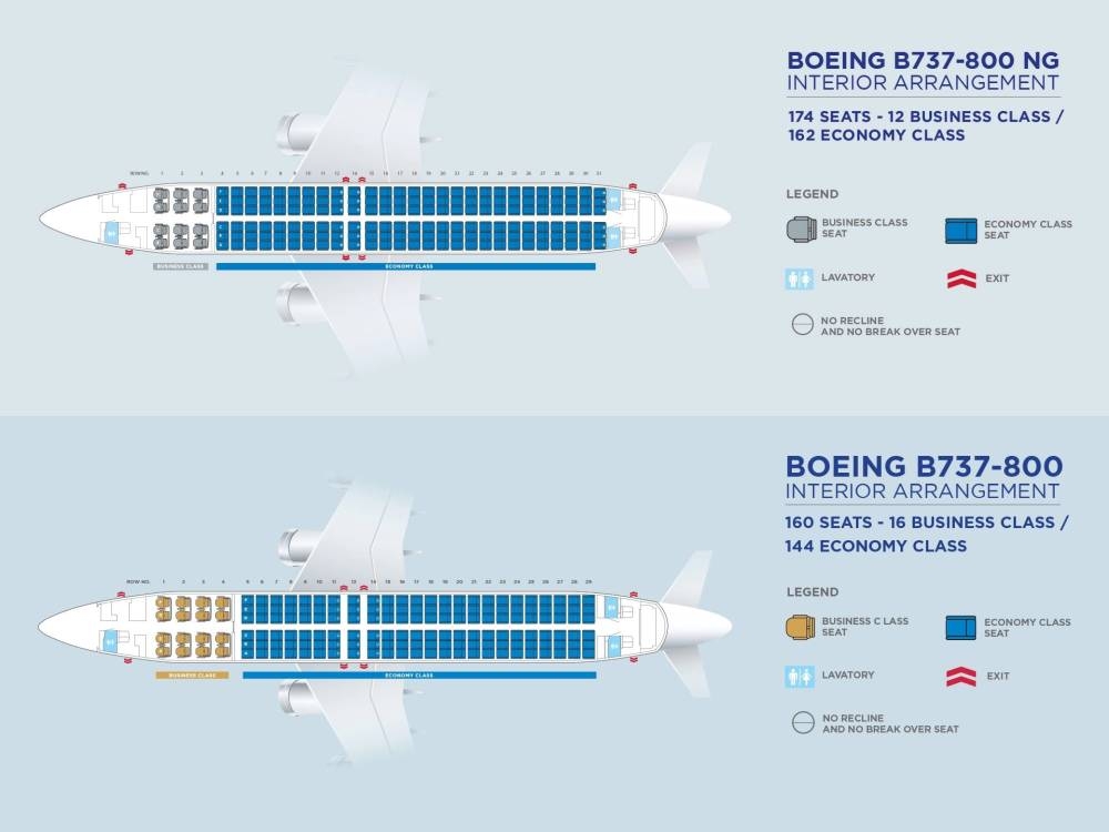 New 737 cabin seat map versus existing 737. — Picture via SoyaCincau