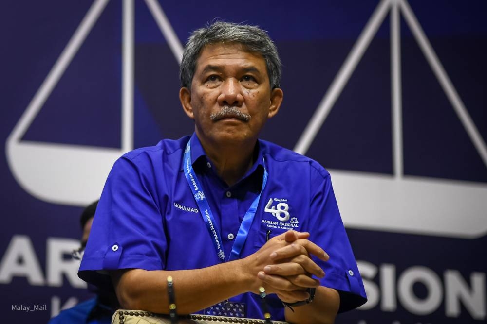 Barisan Nasional (BN) deputy chairman Datuk Seri Mohamad Hasan is seen during BN's 48th anniversary celebration at the Putra World Trade Centre June 1, 2022. — Picture by Devan Manuel