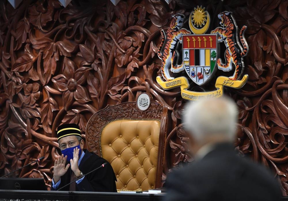 Dewan Rakyat Speaker Tan Sri Azhar Azizan Harun speaks during a Parliament sitting in Kuala Lumpur July 25, 2022. — Bernama pic