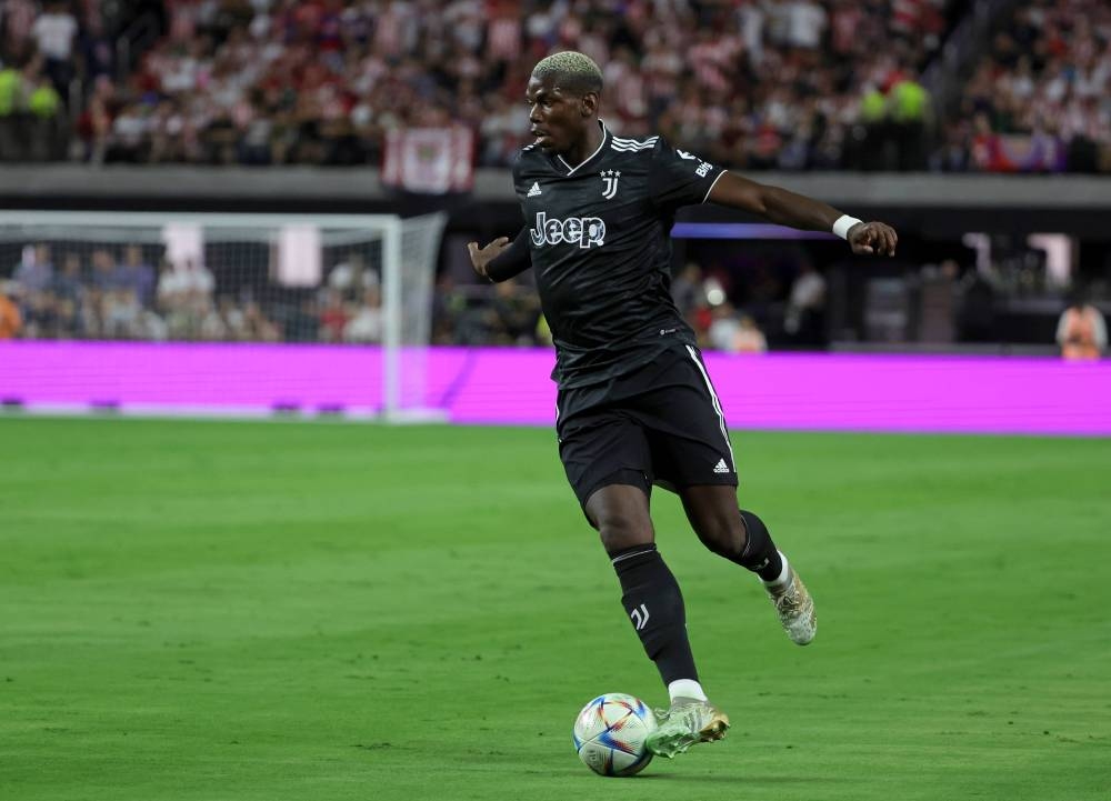 Paul Pogba of Juventus in action against Chivas during their preseason friendly match at the Allegiant Stadium in Las Vegas July 22, 2022. — AFP pic