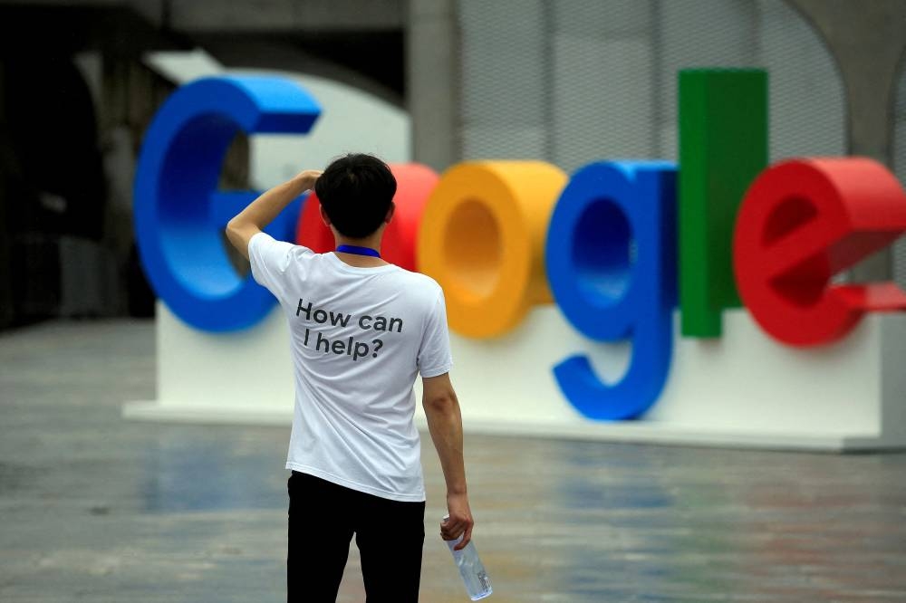 A Google sign is seen during the WAIC (World Artificial Intelligence Conference) in Shanghai September 17, 2018. — Reuters pic
