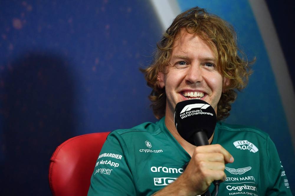 Aston Martin’s German driver Sebastian Vettel answers a journalist’s question during a press conference on the eve of the start of the Formula One French Grand Prix 2022, on the Circuit Paul Ricard in Le Castellet, southern France, July 21, 2022. — AFP pic 