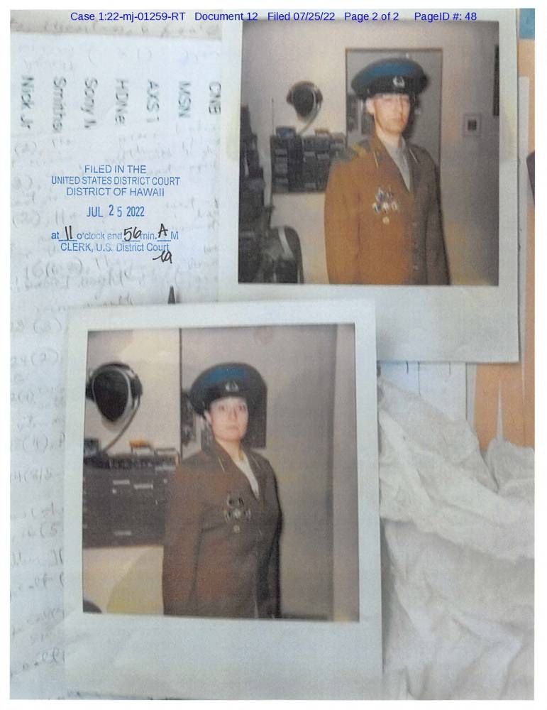 Walter Primrose and his wife Gwynn Morrison, who lived in Romania when it was within the Communist bloc, appear in undated photographs apparently wearing uniforms of the KGB. — US District Court Hawaii/Handout via Reuters