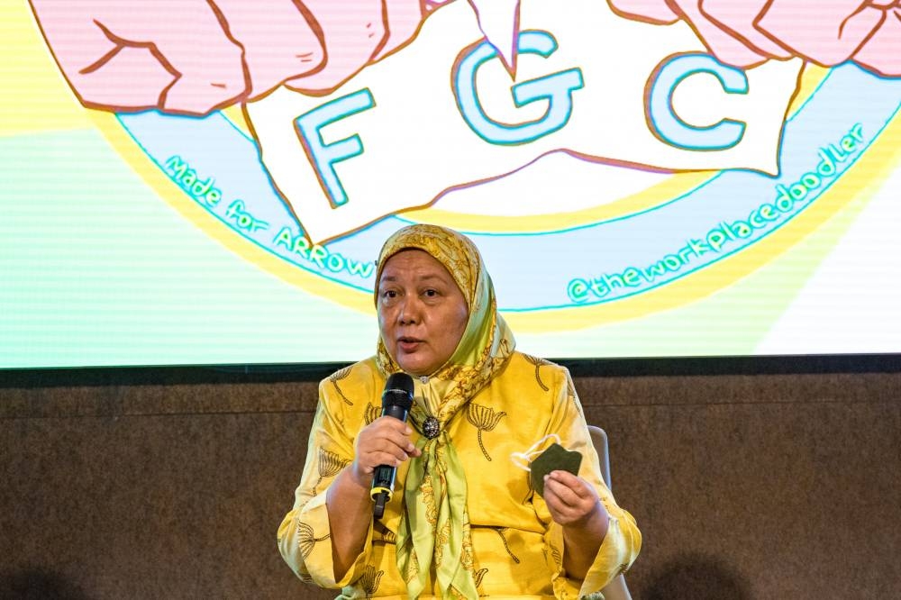 Academic Datuk Dr Rashidah Shuib speaks during Paving the Way to End Female Genital Mutilation and Cutting in Malaysia at Element, Kuala Lumpur July 29, 2022. — Picture by Firdaus Latif