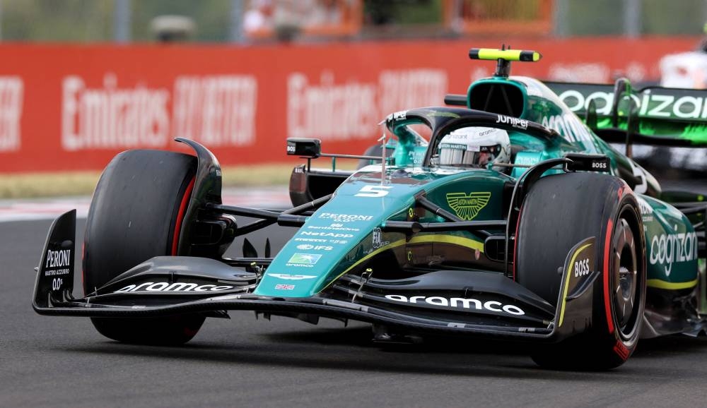 Aston Martin’s Sebastian Vettel’s in action during practice for the Hungarian Grand Prix in Hungaroring, Budapest, Hungary, July 29, 2022. — Reuters pic 