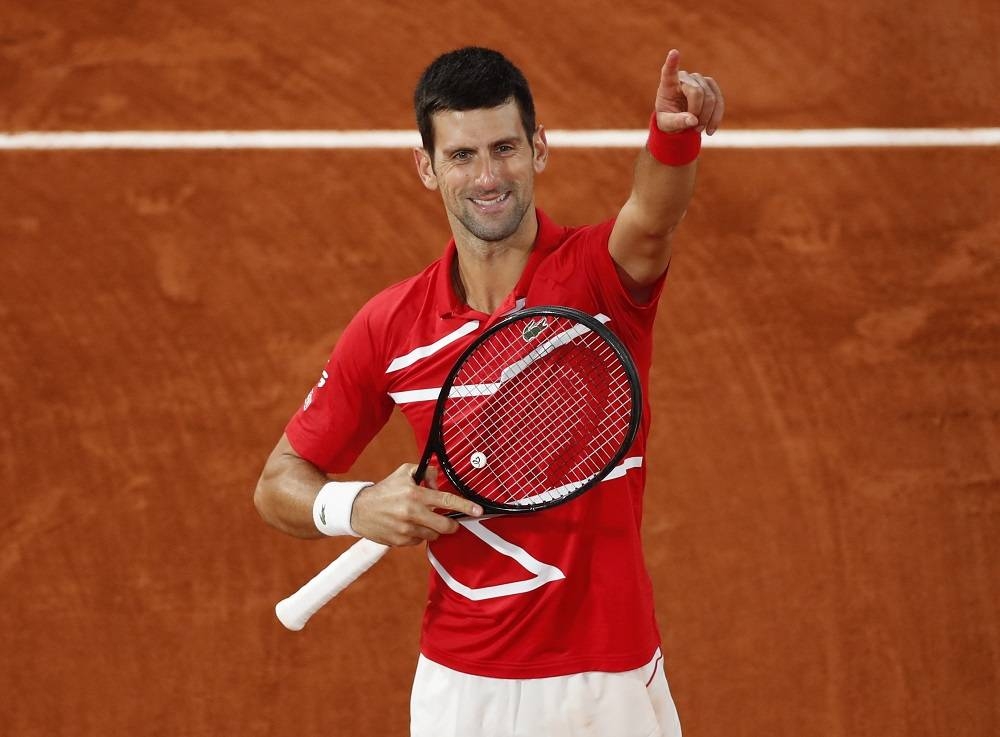 File photo of  Novak Djokovic celebrating after winning his semi-final match against Greece's Stefanos Tsitsipas in Paris October 9, 2020. — Reuters pic