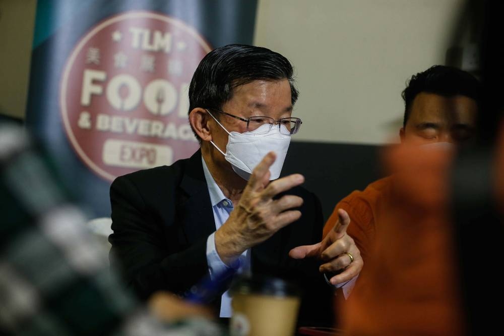 Penang Chief Minister Chow Kon Yeow speaks to the press at the SPICE Arena on July 1, 2022. — Picture by Sayuti Zainudin