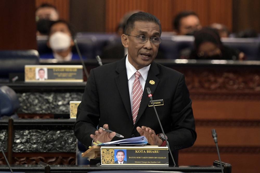 Energy and Natural Resources Minister Datuk Seri Takiyuddin Hassan speaks during the question and answer session in Parliament, Kuala Lumpur August 1, 2022. — Bernama