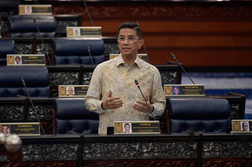 Senior Minister of International Trade and Industry (Miti) Datuk Seri Mohamed Azmin Ali speaks during a Parliament session at Dewan Rakyat in Kuala Lumpur July 28, 2022. — Bernama pic