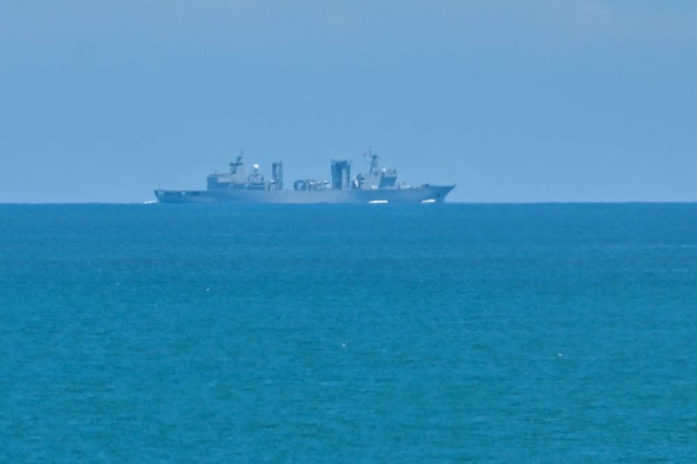 A Chinese military vessel sails off Pingtan island, one of mainland China's closest point from Taiwan, in Fujian province on August 5, 2022. —  AFP pic