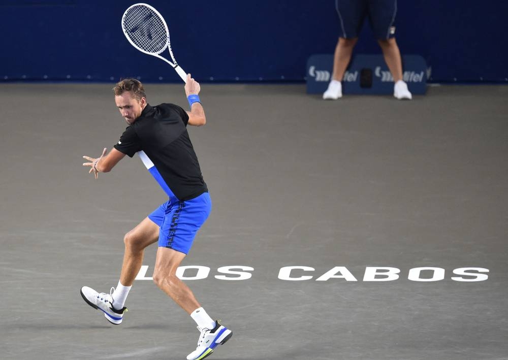 Russia's Daniil Medvedev returns the ball against Serbia's Miomir Kecmanovic during their Mexico ATP Open 250 men's singles tennis match at the Cabo Sports Complex in Los Cabos, Mexico, on August 5, 2022. — AFP pic