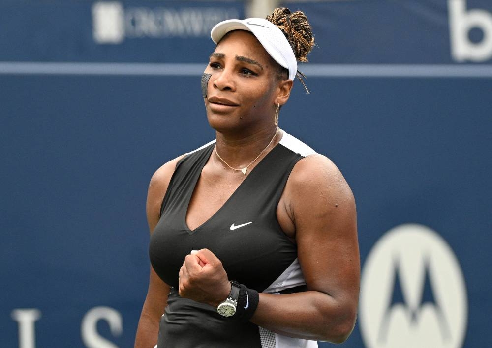 Serena Williams reacts after defeating Nuria Parrizas Diaz at the National Bank Open at Sobeys Stadium, Toronto August 8, 2022. — Reuters pic