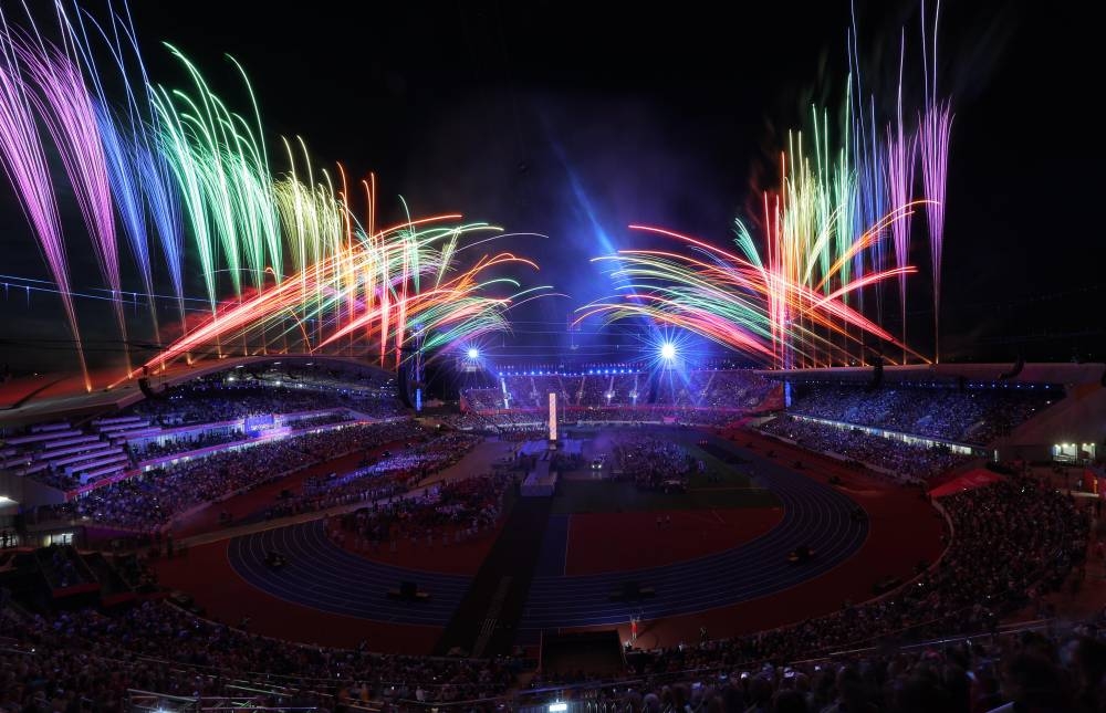 Colourful fireworks during the Birmingham 2022 Commonwealth Games closing ceremony at the Alexander Stadium August 8, 2022. — Bernama pic