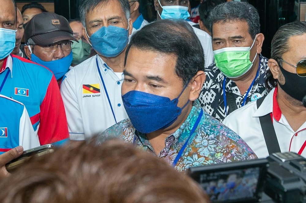 PKR deputy president Rafizi Ramli speaks to members of the media during the party's national congress July 16, 2022. — Picture by Devan Manuel
