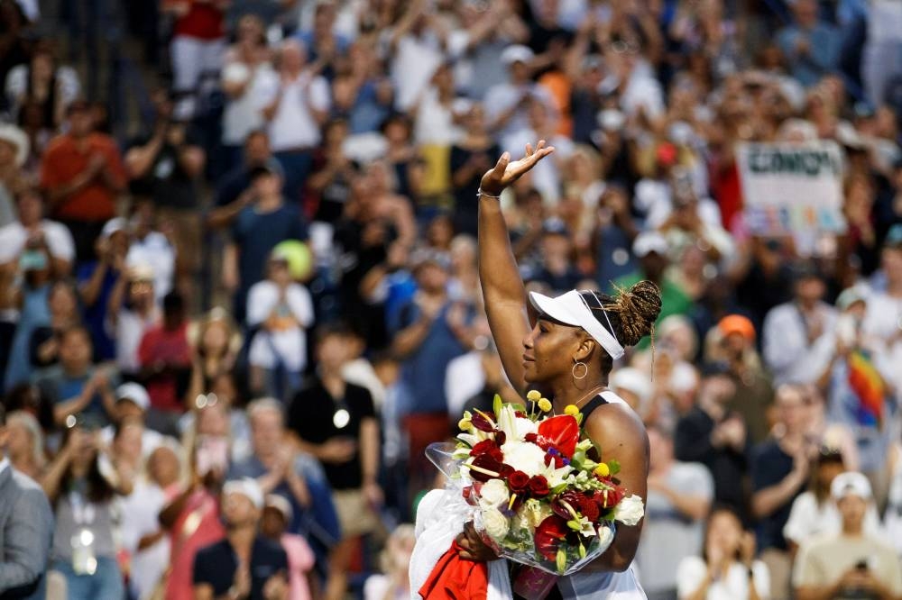 Serena Williams waves to the crowd following her loss against Belinda Bencic during the National Bank Open in Toronto, Ontario August 10, 2022. — Reuters pic 