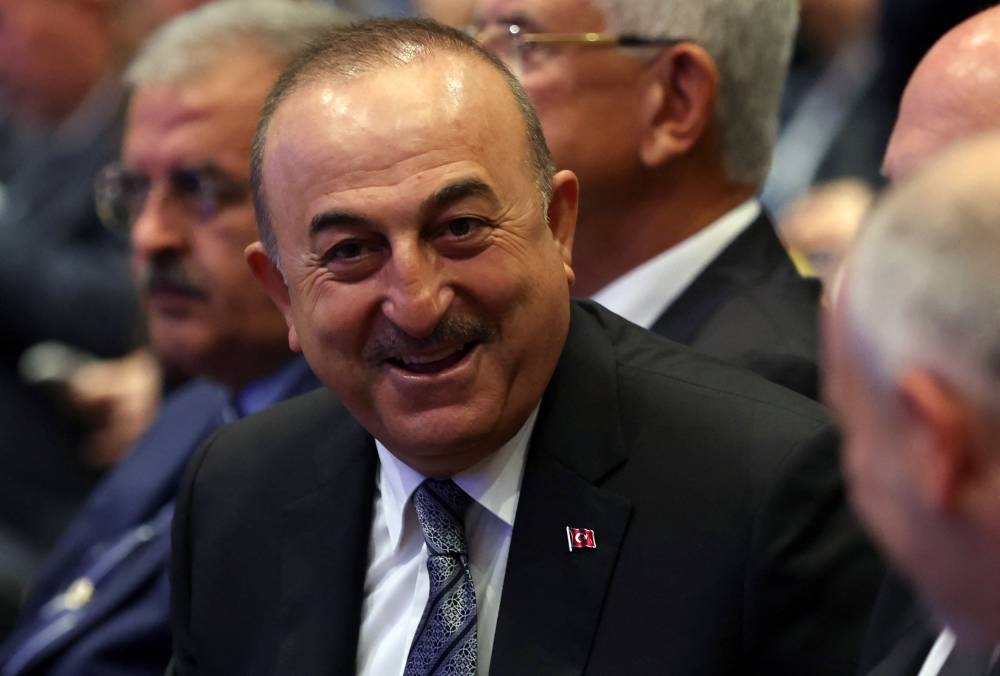 Turkish Foreign Minister Mevlut Cavusoglu takes part in the 13th Ambassadors Conference in Ankara, Turkey, on August 8, 2022. — AFP pic