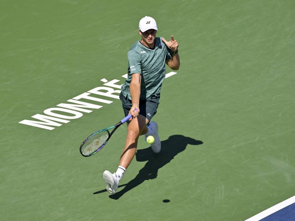 Hubert Hurkacz hits a forehand against Casper Ruud at the National Bank Open at IGA Stadium, Montreal August 13, 2022. — Reuters pic 