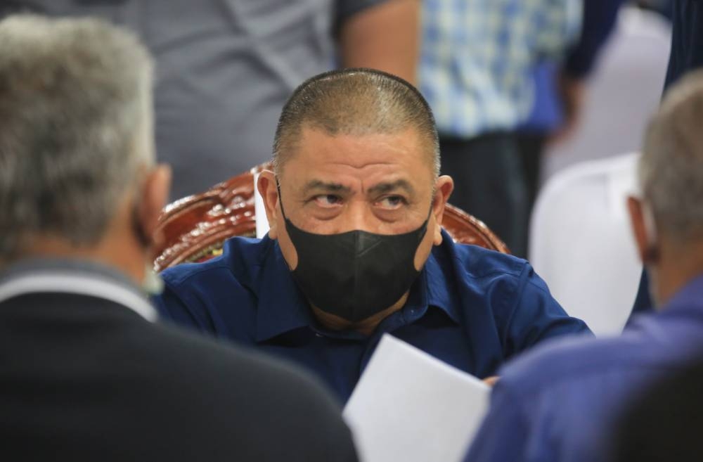 Perak Mentri Besar Datuk Seri Saarani Mohamad speaks to reporters after attending a function at the Indera Mulia Stadium in Ipoh August 16, 2022. — Picture by Farhan Najib