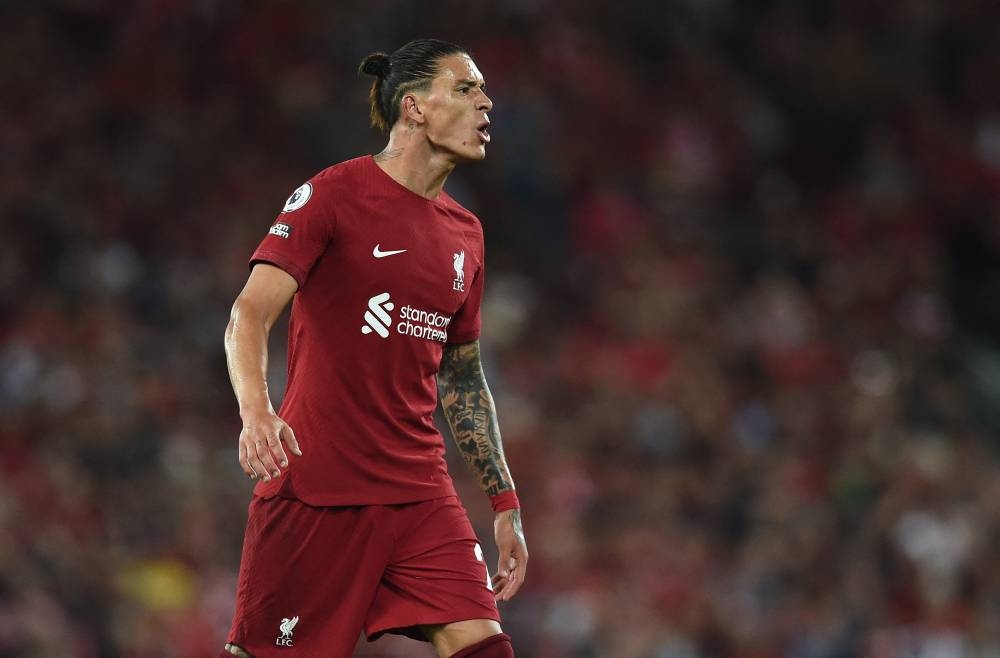 Liverpool’s Darwin Nunez reacts after he is sent off at Anfield during a match against Crystal Palace, Liverpool, Britain, August 15, 2022. — Reuters pic  