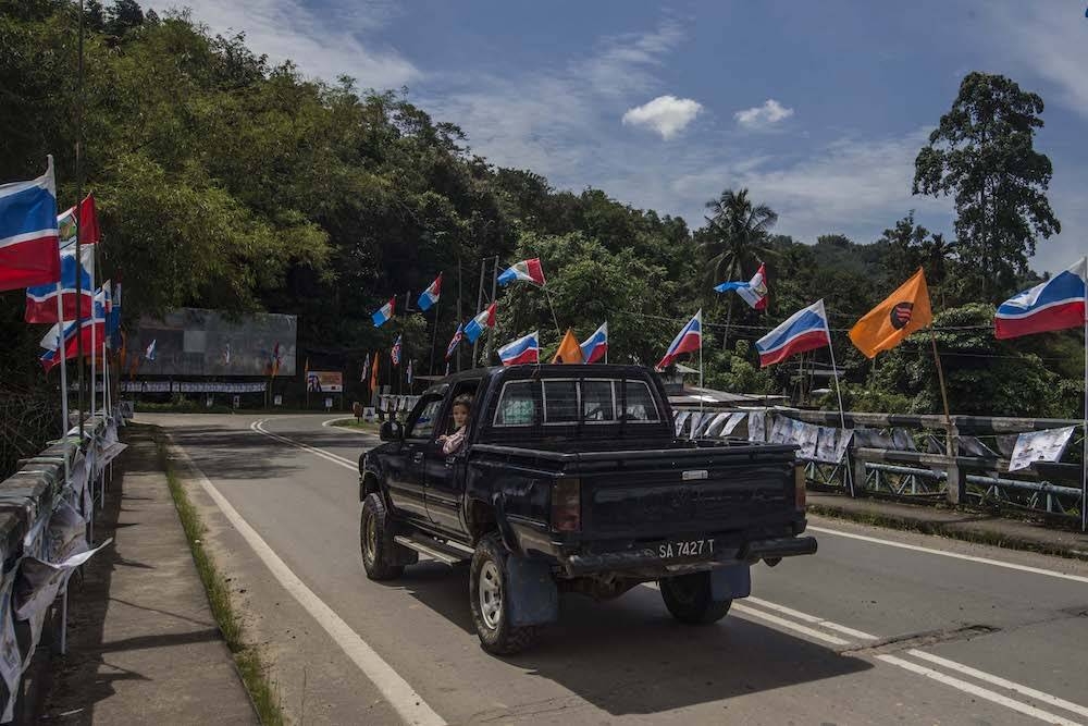 Party flags are seen in the run-up to the Sabah state election in Kiulu, Sabah September 20, 2020. Though voter demands vary from place to place, Sabahans are united in their wish for better development and strong and stable leadership. — Picture by Firdaus Latif