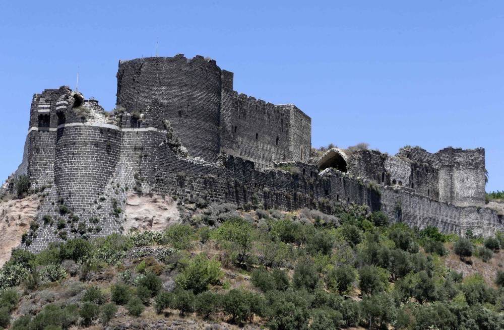 This picture taken on July 25, 2022 shows a view of al-Marqab castle (
