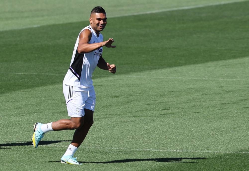 Real Madrid’s Brazilian midfielder Casemiro attends a training session at the Ciudad Real Madrid training complex in Valdebebas, outskirts of Madrid, August 19, 2022. — AFP pic 